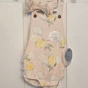 Milkberry Baby Girl Bamboo Lemon Ruffle Bubble Romper 3-6 months